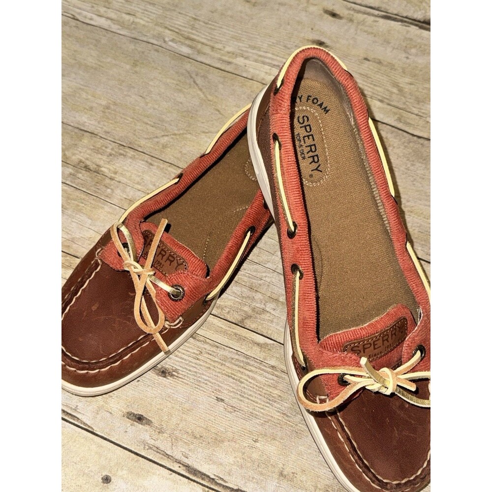 Sperry Women's Brown Leather Top Slider Boat Shoes Size 8.5 Barely Worn